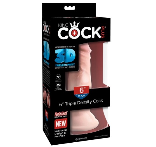 King Cock Plus - Realistyczne Naturalne Dildo Z Przyssawką 15 CM Jasny Kolor Skóry